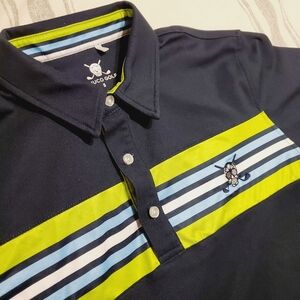 Chuco Golf Shirt Blue Lime Green Polo Short‎ Sleeve SZ:S